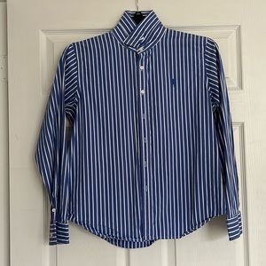 Ralph Lauren Sport Blue White Striped Button Down Long Sleeve